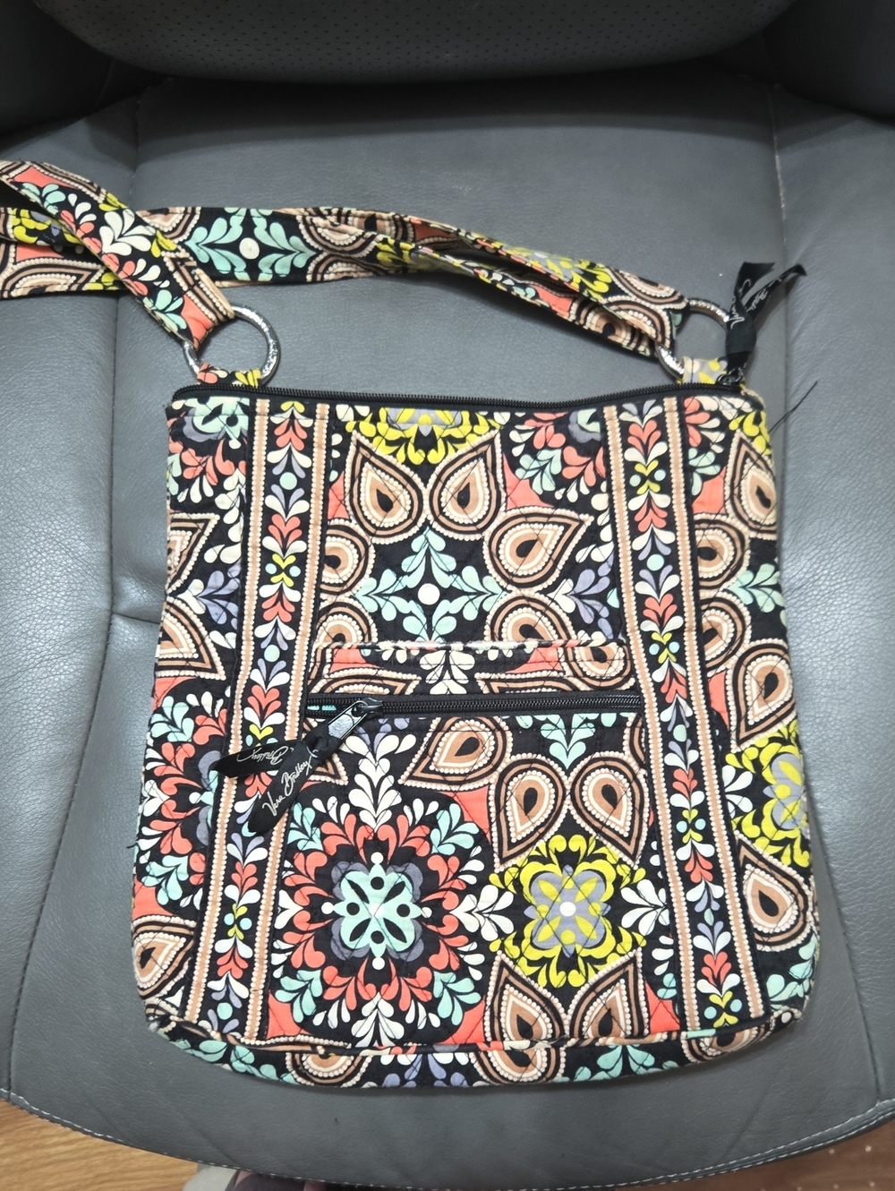 Vera Bradley Black Multi Floral Patchwork Shoulder Bag